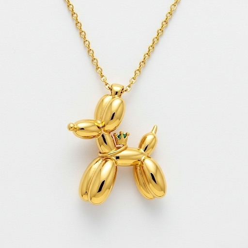 Personalized 3D Cute Women Stainless Steel Charm Custom Gift Balloon Dog Pendant Necklace with Crown